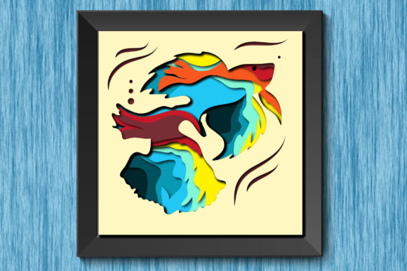 3D Betta Fish Paper Cut Shadow Box for 3D SVG and Shadow Boxes