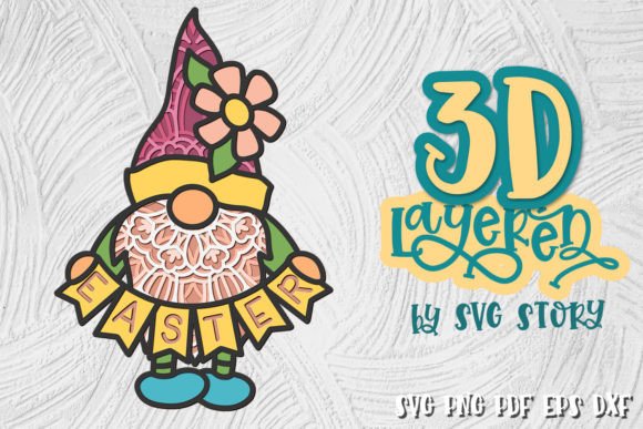 3D Easter Gnome Layered Design: A Versatile SVG Asset for Content Creators