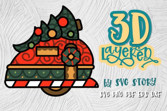 3D Layered Christmas Camper 03 SVG for Laser Cutting in Winter Amp Campaigns