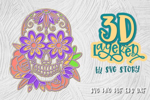 3D Skull with Flowers Layered Design: A Powerful Graphic Asset for Modern Branding