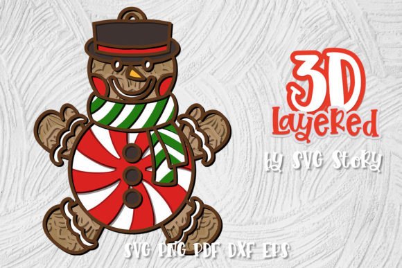 3D SVG Christmas Peppermint Candy Design for Holiday Projects
