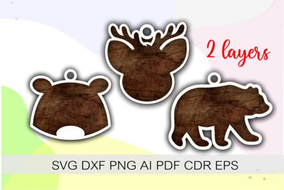 3D SVG Deer and Bear Layered Christmas Decor for Crafters