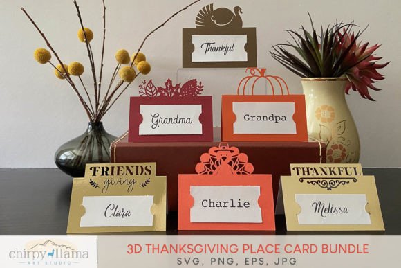 3D Thanksgiving Place Card Bundle: A Versatile Graphic Design Asset for Seasonal Web Publishing