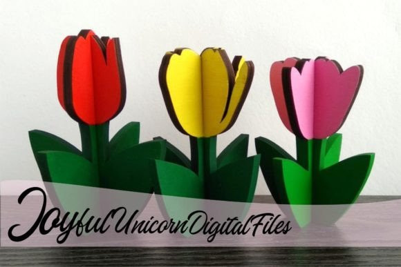 3D Tulips SVG Laser Cut File for Ornaments and Creative Projects