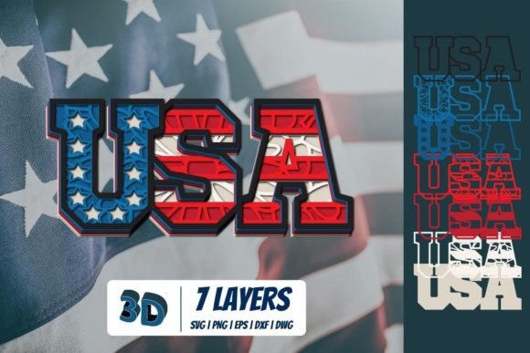 3D USA SVG for Handmade Creations