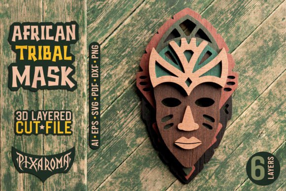 African Tribal Mask 3D Cut File for Laser-Cut Branding Projects