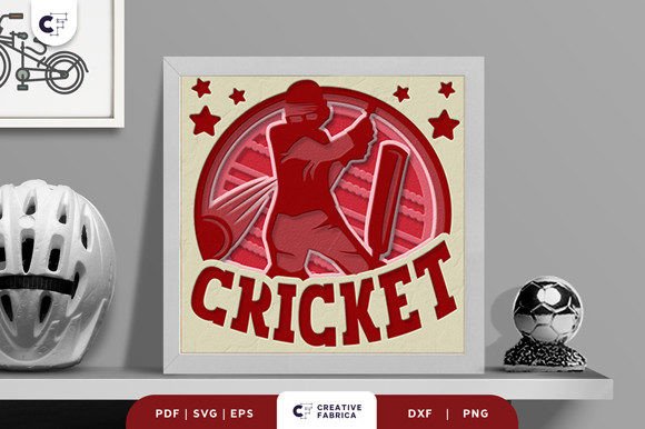 Cricket 3D Shadow Box Paper Cut: A 3D SVG Graphic for Lifestyle And Hobbies Branding