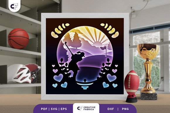 Female Golf Player 3D Shadow Box SVG Review: A Lifestyle and Hobbies Design Asset