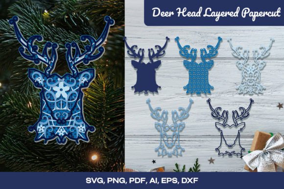 Floral Deer Head 3D SVG for Local Business Branding