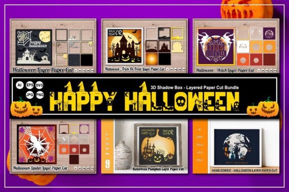 Halloween 3D Shadow Box Bundle: A Versatile SVG Design for Seasonal Creatives