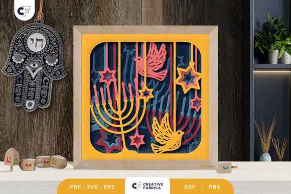 Hanging Menorah 3D SVG for Jewish Celebrations