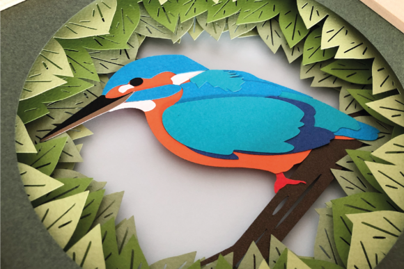 Kingfisher Bird - 3D Shadow Box Template for Creative Branding