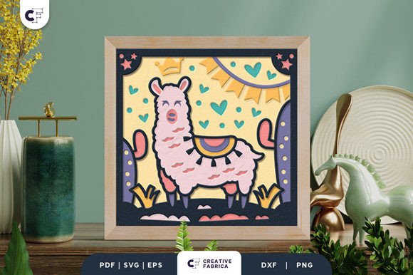 Llama 3D Shadow Box Paper Cut SVG: A Versatile Animals Graphic Design Asset