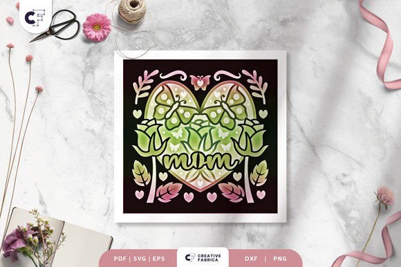 Mom Heart Shape 3D SVG for Holiday Campaigns