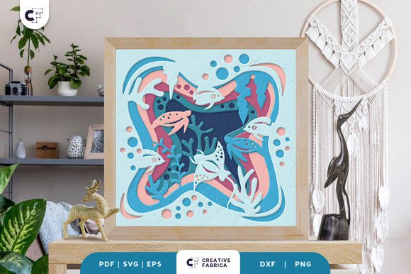 Ocean Animal 3D Shadow Box Paper Cut: A Versatile Graphic Design Asset for Creative Branding