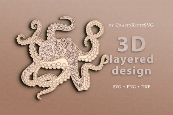Octopus Tentacles 3D SVG for Laser Cutting Wall Decor Projects