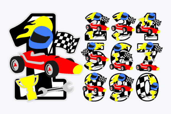 Racing Car Numbers 3D SVG: A Bold Graphic Design Asset for Crafts and Branding