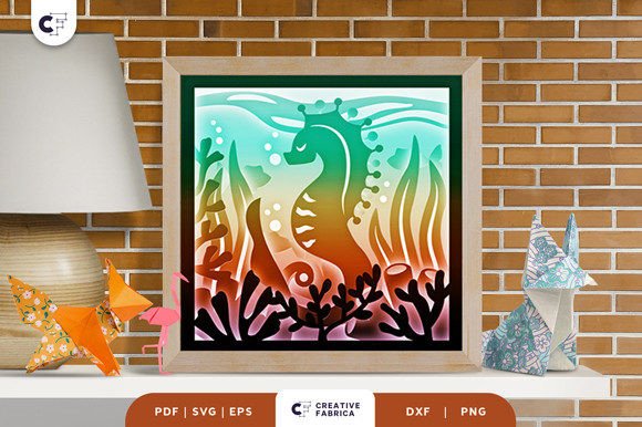 Seahorse Underwater 3D SVG Graphic for Animal-Themed Branding